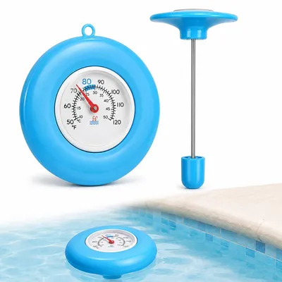 Produktbild von Poolthermometer schwimmend, analoges Schwimmthermometer für Pool und Whirlpool, Wassertemperaturmesser ohne Batterie, leicht ablesbar