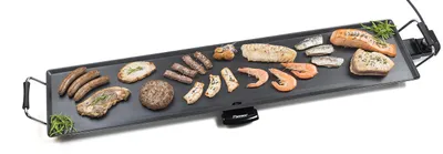 Image de Bestron plancha/teppanyaki électrique XXXL avec revêtement antiadhésif, plaisir de griller jusqu'à 10 personnes, surface de gril extra longue, 2.000 watts, couleur ; noir