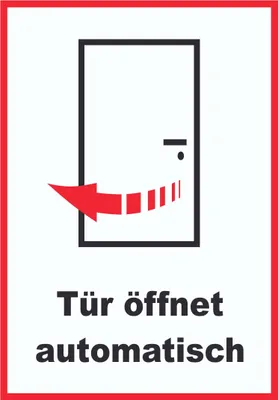 Produktbild von Tür öffnet automatisch Schild A1 Rückseite selbstklebend