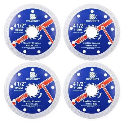 Obrázok produktu pre Diamantové rezacie kotúče, 4 kusy, 115 mm, turbovýzor, vhodné na rezanie dlaždíc, granitu a muriva