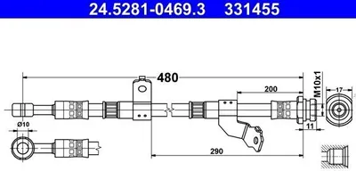 Produktbild von ATE 24.5281-0469.3 Bremsschlauch Vorne Links für KIA CARENS III (UN)
