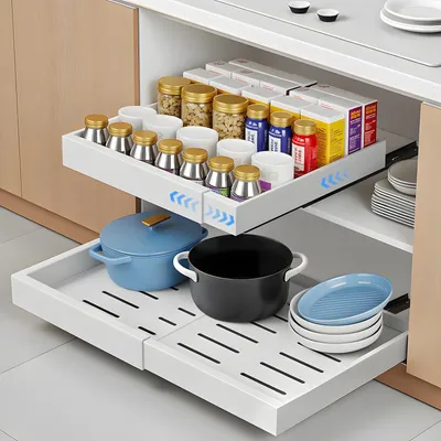 Image de Tiroir de cuisine télescopique, organisateur extensible de 32 à 55 cm