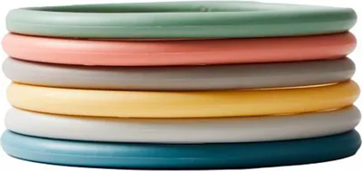 A stack of colorful activity rings.