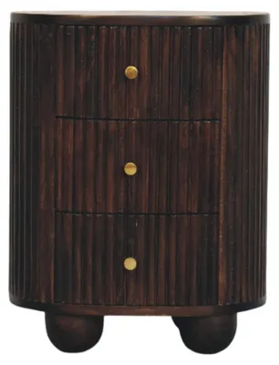 Produktbild von Artisan Furniture Nachttisch aus Massivholz mit geschwungenen, geriffelten 3 Schubladen