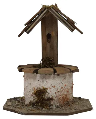 Produktbild von Krippenzubehör Brunnen rund 12 cm aus Holz für Weihnachtskrippe