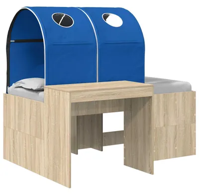 Produktbild von vidaXL Bett mit Tunnel 3 stk. Sonoma Eiche und Blau Holzwerkstoff
