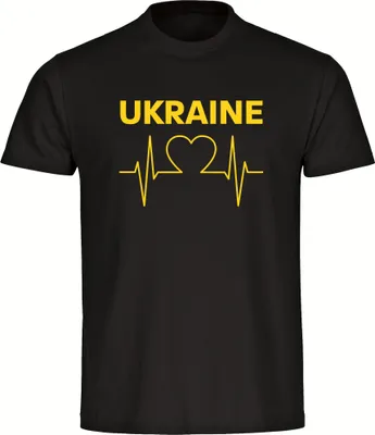Produktbild von multifanshop Herren T-Shirt - Ukraine - Herzschlag, schwarz, Größe XXL