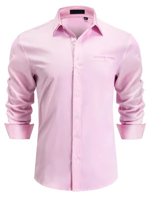 Imagen del producto de Camisa casual de manga corta, corte regular, color rosa/azul, talla S