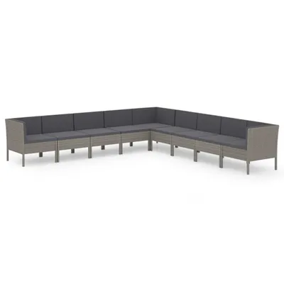 Obrázok produktu pre vidaXL 9-dielna záhradná obývacia súprava s vankúšmi Poly Rattan Grey