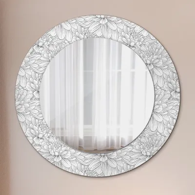Produktbild von Wohnzimmer Spiegel - Mirror zum Wandspiegel Schlafzimmer – Schminkspiegel - Lotus Blumen - Runder: Ø50cm