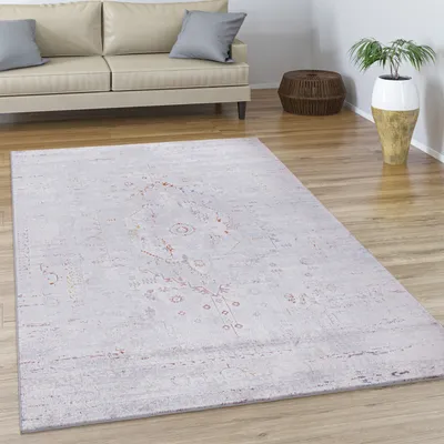 Produktbild von Teppich Wohnzimmer Kurzflor Vintage Abstrakt Orientalisch Modern Bordüre Grösse 160x230 cm