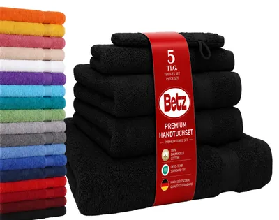 Produktbild von Betz 5-tlg. Handtuch-Set PREMIUM 1 Duschtuch 2 Handtücher 1 Gästetuch 1 Waschhandschuh Farbe: schwarz