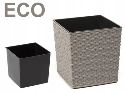Produktbild von Lamela Juka ECO RATTAN Blumentopf Quadratisch Grau 19x19x19,5cm