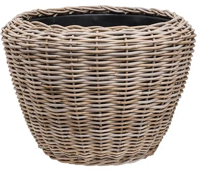 Produktbild von Van der Leeden Obal Trockenbehälter Obal Rattan – Rund, Grau, für den Außenbereich, Durchmesser 80 cm
