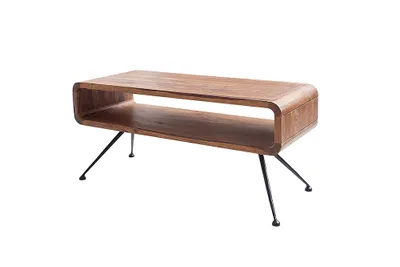 Produktbild von riess-ambiente Retro Couchtisch ALPHA 100cm braun Sheesham Massivholz stone finish schwarze Metallbeine