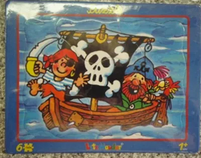 Produktbild von Lutz Mauder - 17615 - Rahmenpuzzle, Piratenboot, 6 Teile, ab 12 Monate, Pappe, 18cm x 14cm
