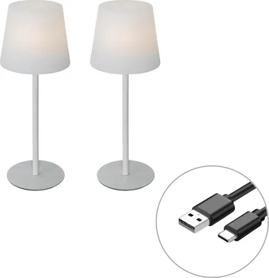 Produktbild von Set mit 2 wiederaufladbaren Tischleuchten Weiß 40 cm IP54 Jude