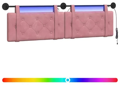Produktbild von Hängendes Kopfteil Mit LED Licht Rosa Samt