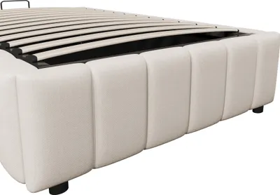 Immagine prodotto di Letto imbottito okwish 90x200 cm, letto per ragazzi, letto singolo con regolazione idraulica, senza testiera, con materasso, beige