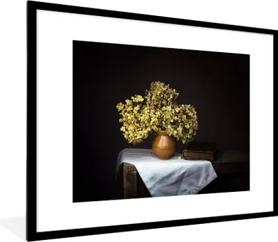 Produktbild von MuchoWow® MuchoWow® Gerahmtes Poster Getrocknete Blumen - Vase - Stilleben 80x60 cm - Poster mit zchwarzem Bilderrahmen - Schlafzimmer-Dekorationen - Fotoposter