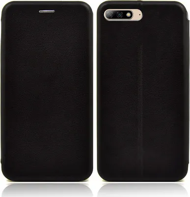 Two views of a black smartphone case.