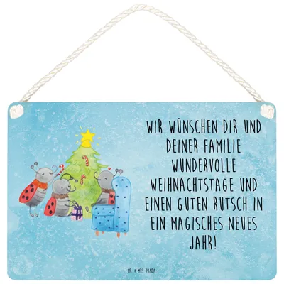 Produktbild von Mr. & Mrs. Panda Schild Weihnachten Smörle DIN A4 - Eisblau - Geschenk, Pfefferminzstange, kleine aufmerksamkeit, Wandbild Holz, Tannennadeln, Türschild, Holzschild