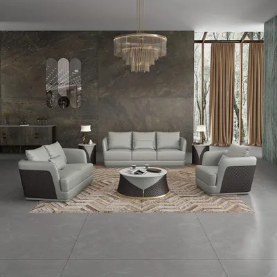Produktbild von Ledersofa Couch Wohnlandschaft 3 2 1 Sitzer Garnitur Design Modern Sofa Couchen