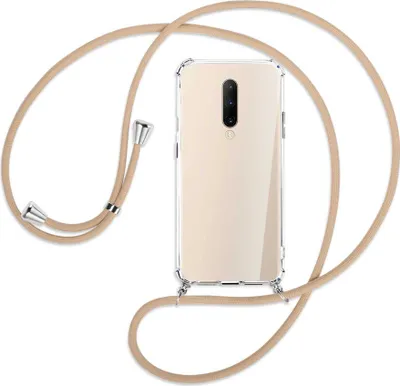 Produktbild von Handykette Backcover-Schutzhülle mit Band (Metall silberfarben) für OnePlus 7 Pro - beige