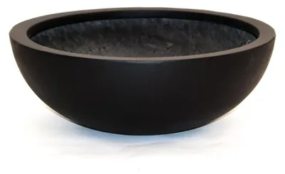 Elegant Einrichten | Pflanzkübel | Fiberglas | schale | rund | D55xH19cm | elegant schwarz-matt.