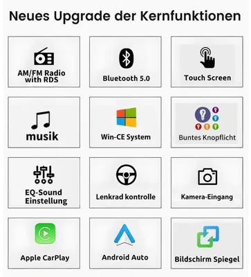 Obrázok produktu pre Autorádio 2 DIN s 7-palcovým dotykovým displejom, podporou Apple CarPlay, Android Auto, Bluetooth 5.0, USB, handsfree funkciou, RDS a ovládaním z volantu, vhodné pre modely VW Golf 5, 6, Passat, Polo 6R