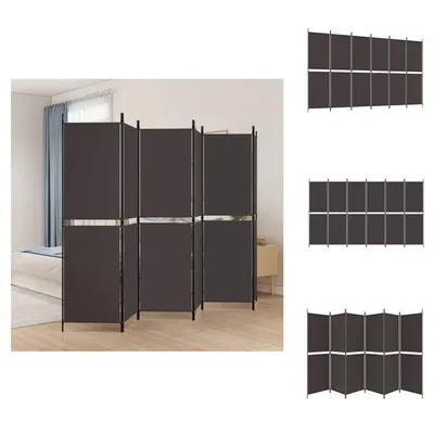 Obrázek produktu pro vidaXL 6dílný skládací paraván hnědý 300x180 cm látka - rozdělovač místností