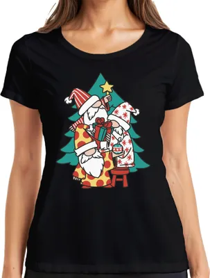Produktbild von Schwedische Gnome Weihnachtsbaum - Weihnachten Weihnachtsgeschenk Christmas Damen T-Shirt, Schwarz, M