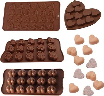 Produktbild von Silikon-Chocolademolden Hartvorm - 4 Stücke Herstellbare 3D Chocolademolden aus Silikon - Lebensmittelgrade - für Chocolade, Eis und Gelee
