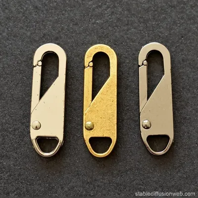 Three zipper pull replacements in different colors are laid out on a dark surface.