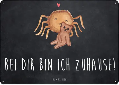 Produktbild von Mr. & Mrs. Panda Wandbild Spinne Agathe Teddy DIN A4 - Kreidetafel - Geschenk, Miteinander, Treue, tafel, Türschild, wandtafel, Verliebt, Schild, Liebesbeweis, Dankeschön