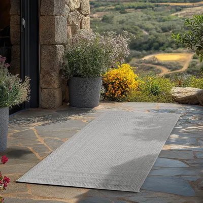 Produktbild von Teppium Outdoor Teppich Wetterfest & UV-beständig, ideal für Küche, Balkon, Terrasse, Garten, Wohnzimmer, Grösse: 80x150 cm