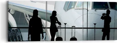 Produktbild von Bild auf Leinwand - Leinwandbild - Flugzeug Flughafen Passagiere - 90x30cm - Wand Bild - Wanddeko - Leinwanddruck - Bilder - Kunstdruck - Wanddekoration - Leinwand bilder - Wandkunst - CA90x30-0130