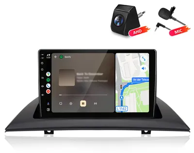 Immagine prodotto di Autoradio 4+64GB con telecamera e microfono, compatibile con BMW X3 E83 (2004-2012), con funzionalità Carplay, Android Auto, radio multimediale, navigatore GPS, Wi-Fi, Bluetooth, DAB+RDS e controllo al volante