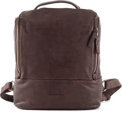 Image de HAROLD'S Cuir sac à dos pour ordinateur portable sac à dos pour ordinateur portable Submarine Notebook Backpack Brown marron foncé