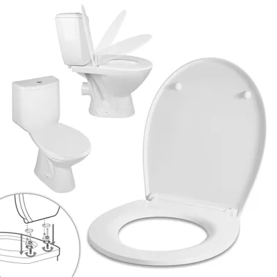 Obrázok produktu pre Toaletové sedátko Eikuavons, model Duroplast, s funkciou pomalého zatvárania a rýchlym systémom upevnenia, oválne, farba: čisto biela