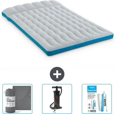 Produktbild von Zeltmatte für 2 Personen - 127 x 193 x 24 cm - Blau - inkl. Taschentuch - Pumpen- und Reparaturset