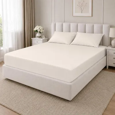Produktbild von Traumschlaf Mako-Satin Spannbetttuch 190x200 - 200x200 cm wollweiss