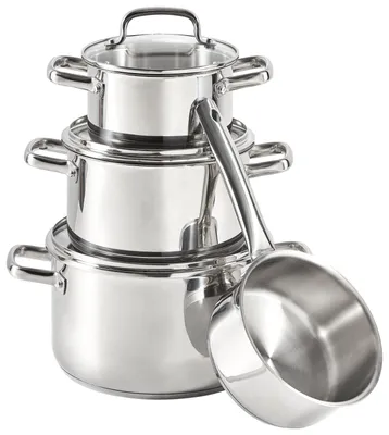 Produktbild von Kochtopfset 4-teilig mit gleichmäßiger Wärmeverteilung und ergonomischen Griffen