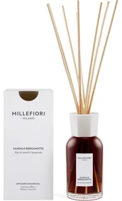 Image de Diffuseur d'ambiance Millefiori Milano, senteur Bergamotto, pour intérieur, avec bâtonnets (77DDSB)