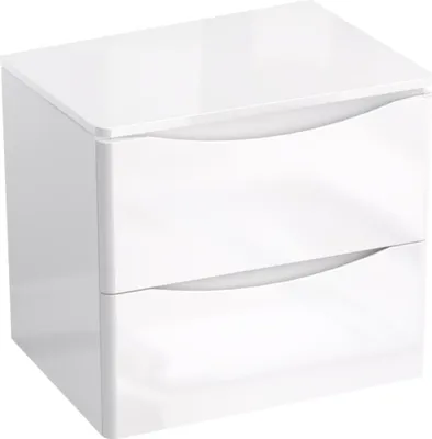 Produktbild von Waschbeckenunterschrank mit 2 Schubladen Weiß Hochglanz AUSTIN B 79 x H 82 x T 45 cm Badezimmermöbel