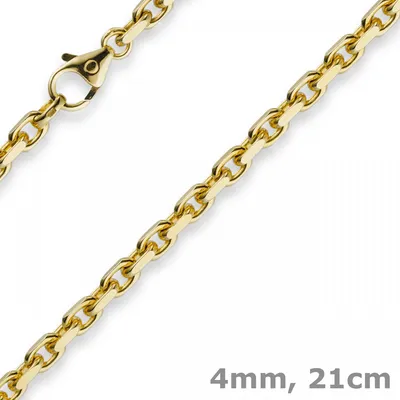 Produktbild von 4mm Armband Armkette Ankerkette aus 750 Gold Gelbgold 21cm Herren Goldarmband