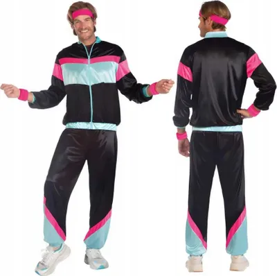 Produktbild von KOSTÜM Outfit Sportler Trainingsanzug Trainingsanzug DISCO 80er Jahre Karneval Ball Party M/L