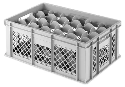 Produktbild von Gläserkiste 600x400x240mm mit Einsatz für verschiedene Einsatzzwecke, Gläserkasten, Gläserkorb (24 Gläser 6x4)