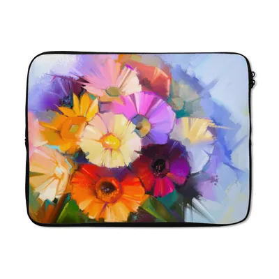 Produktbild von MuchoWow® Laptop Hülle 15 Zoll Ölfarbe - Farben - Blumen Laptoptasche - Laptoptasche - Sleeve - Rundum-Schutz