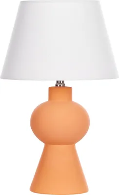 Produktbild von BELIANI Tischlampe Orange und Weiß Keramik Vasenform 48 cm Stoffschirm Trommelform Empireform Kabel mit Schalter Modern Skandi Schlaf- u. Wohnzimmer